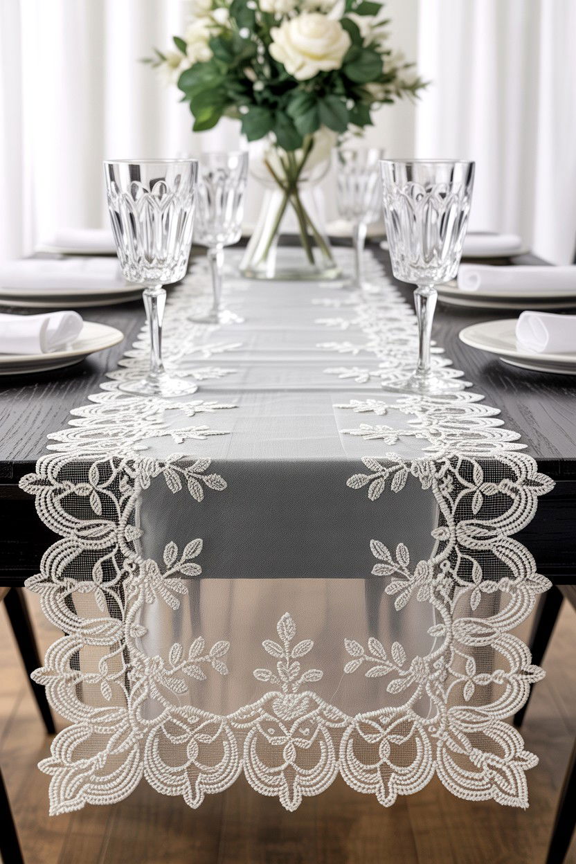 Lace Table Runner - 25 Aesthetic Valentine's Day Ideas