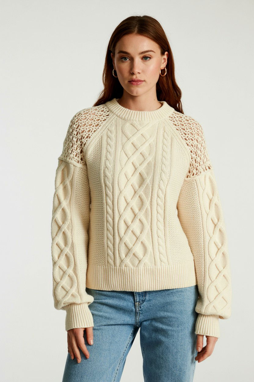 Lace detail sweater - 25 Valentine's Day Lace Outfit Ideas