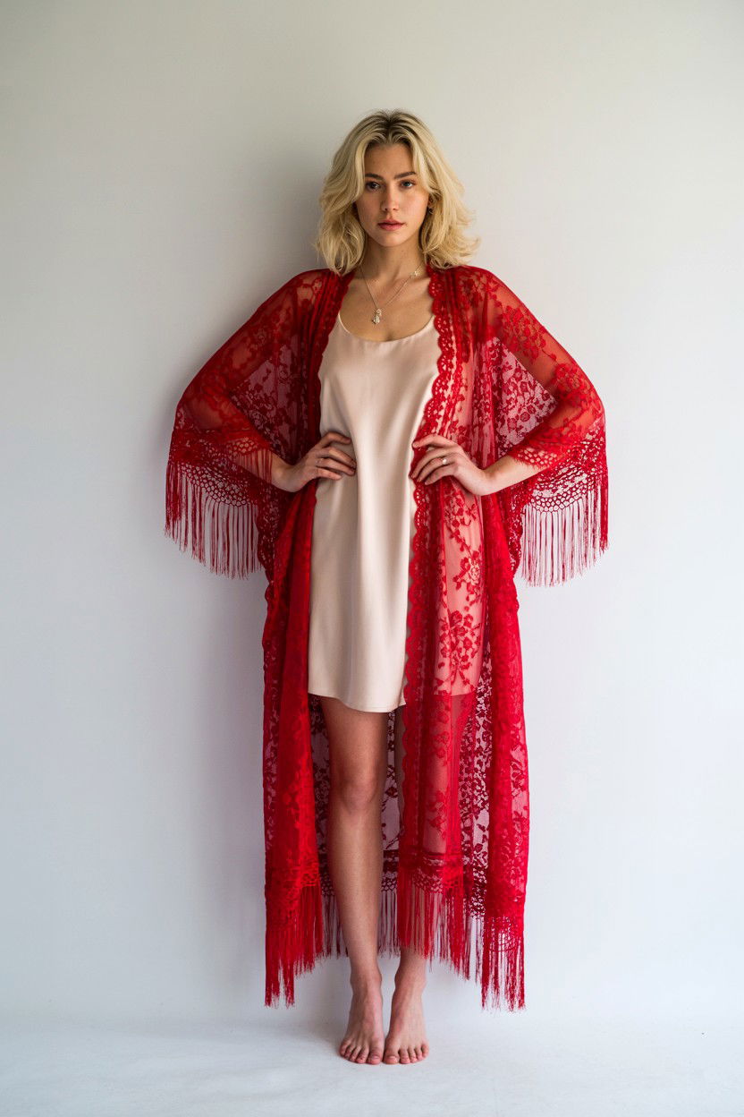 Lace kimono wrap - 25 Valentine's Day Lace Outfit Ideas