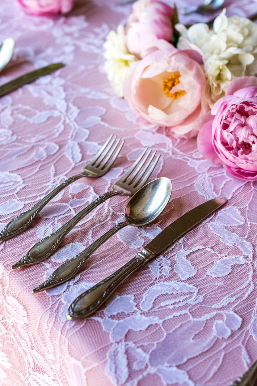 Lace tablecloth decor - 25 Valentine's Day Table Decor Ideas