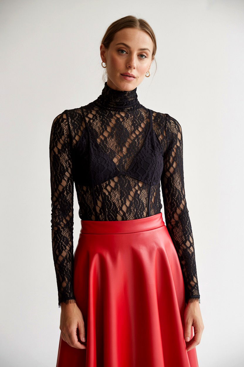 Lace turtleneck - 25 Valentine's Day Lace Outfit Ideas