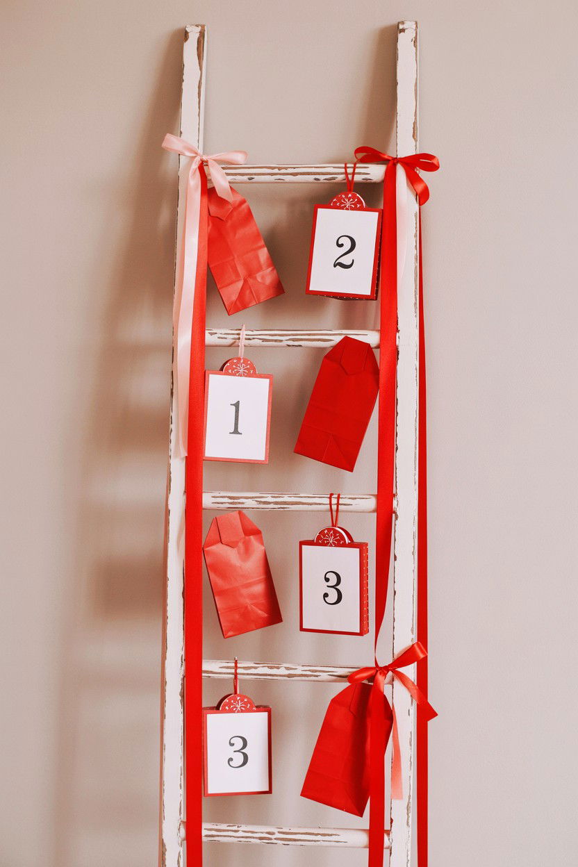 Ladder Valentine Display - 25 Valentine's Day Countdown Calendar Ideas