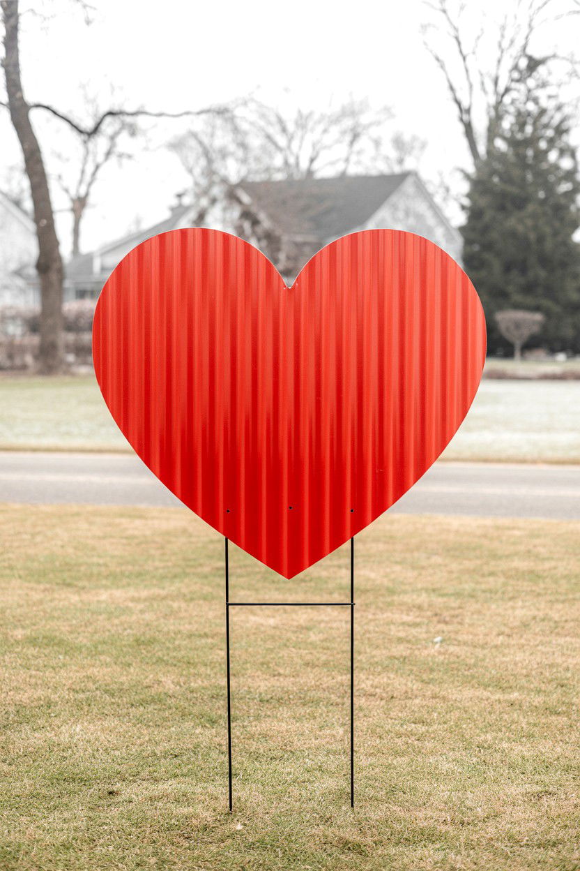 Large Corrugated Heart - 25 Valentine's Day Yard Sign Ideas
