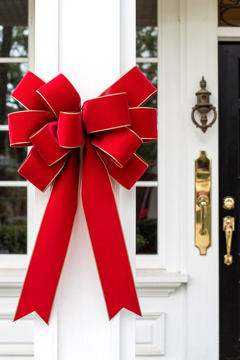 Large Red Bows - 25 Valentine's Day Porch Decorating Ideas