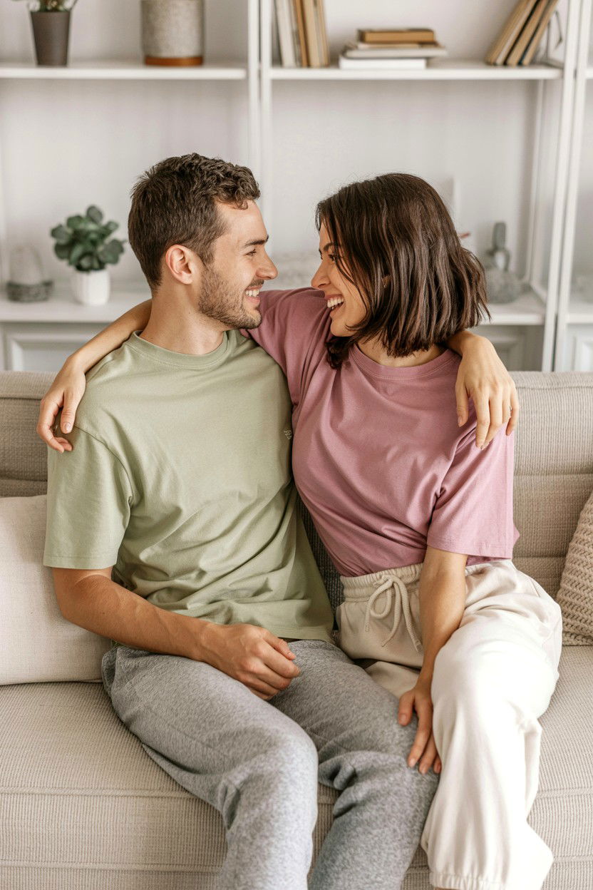 Laughing On Sofa - 25 Valentine's Day Candid Photo Ideas