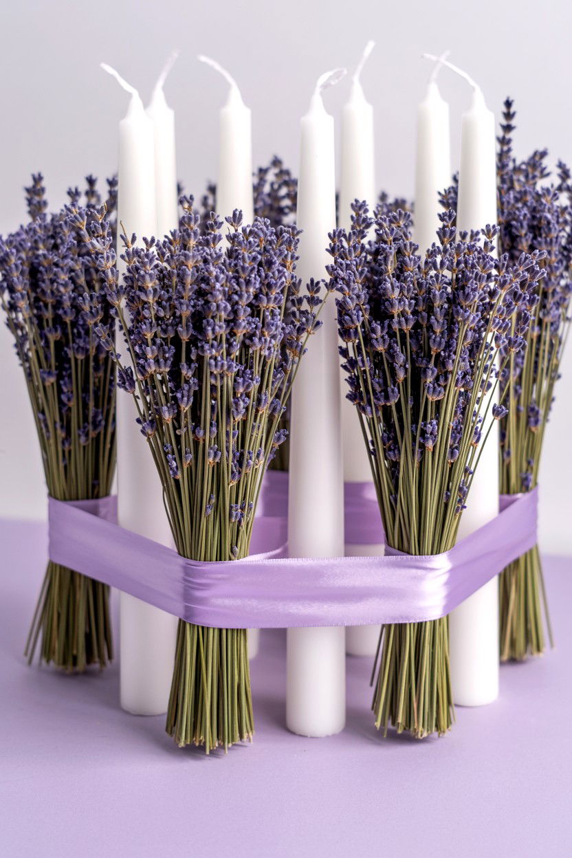 Lavender And White Candle Arrangement - 25 Valentine's Day Candle Centerpiece Ideas