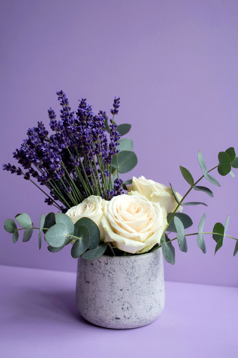 Lavender Floral Setting - 25 Valentine's Day Flower Centerpiece Ideas