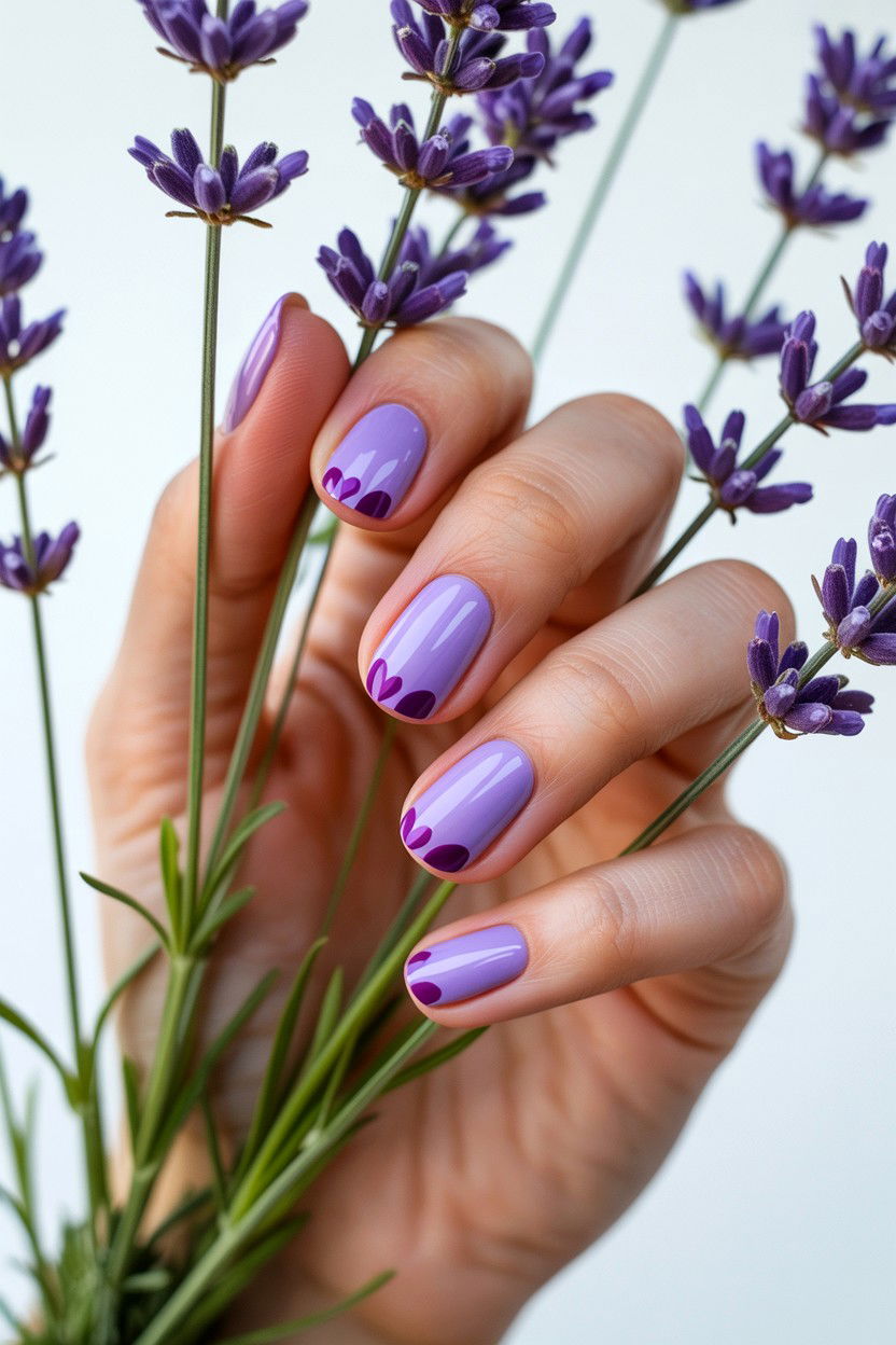 Lavender Heart Nail - 25 Easy Valentine's Day Nail Designs
