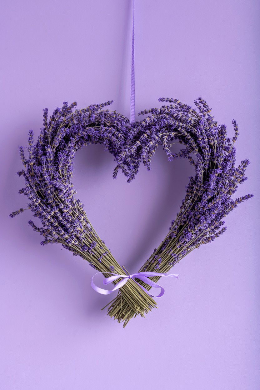 Lavender Heart Wreath - 25 Valentine's Day Wreath Ideas