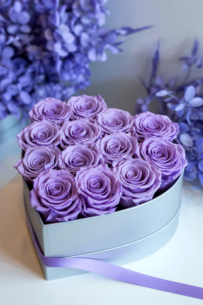 Lavender Infinity Rose Display - 25 Valentine's Day Infinity Rose Ideas