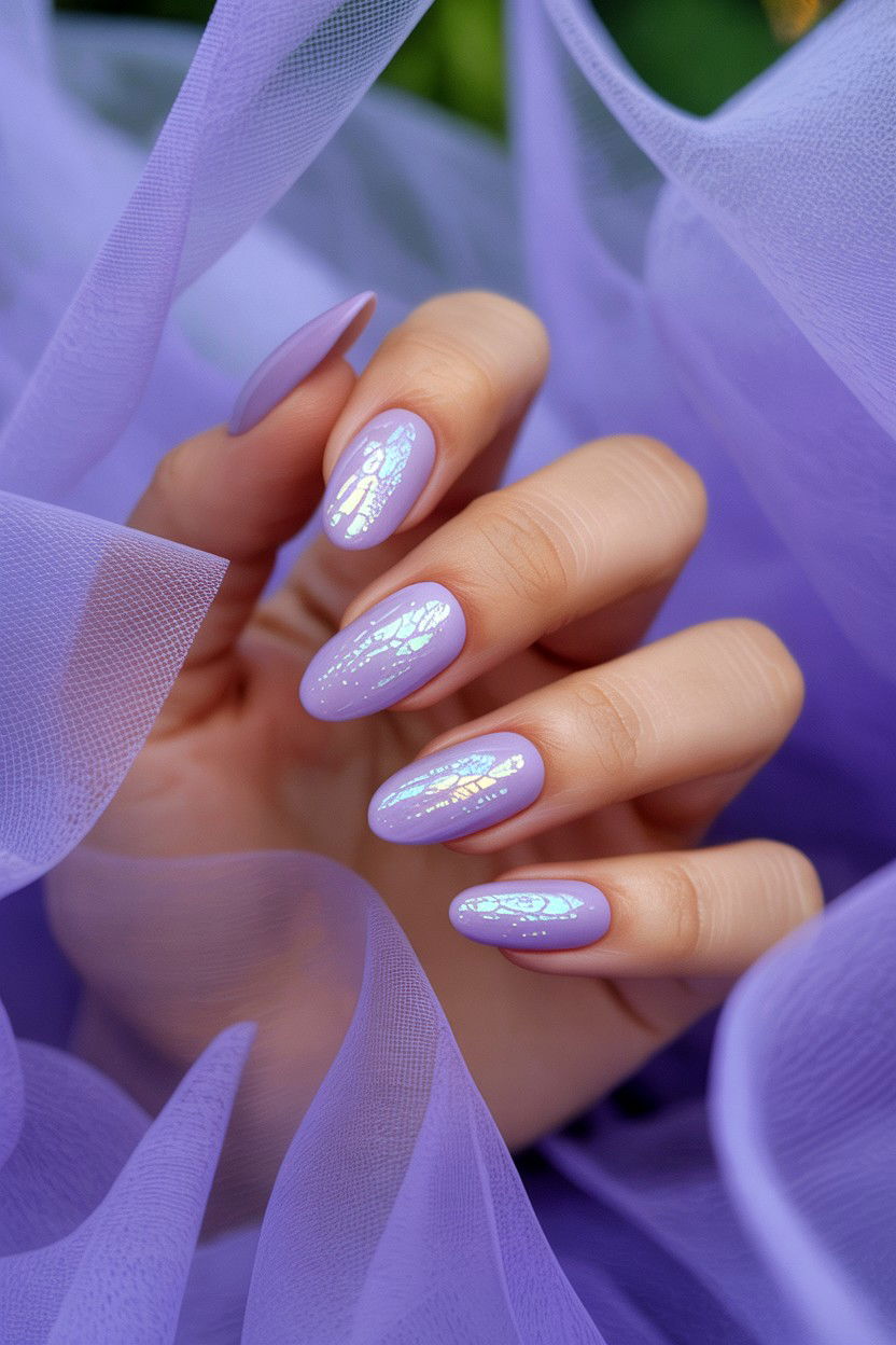 Lavender Nails With Sparkly Accents - 25 Rhinestone Valentine's Day Nail Ideas
