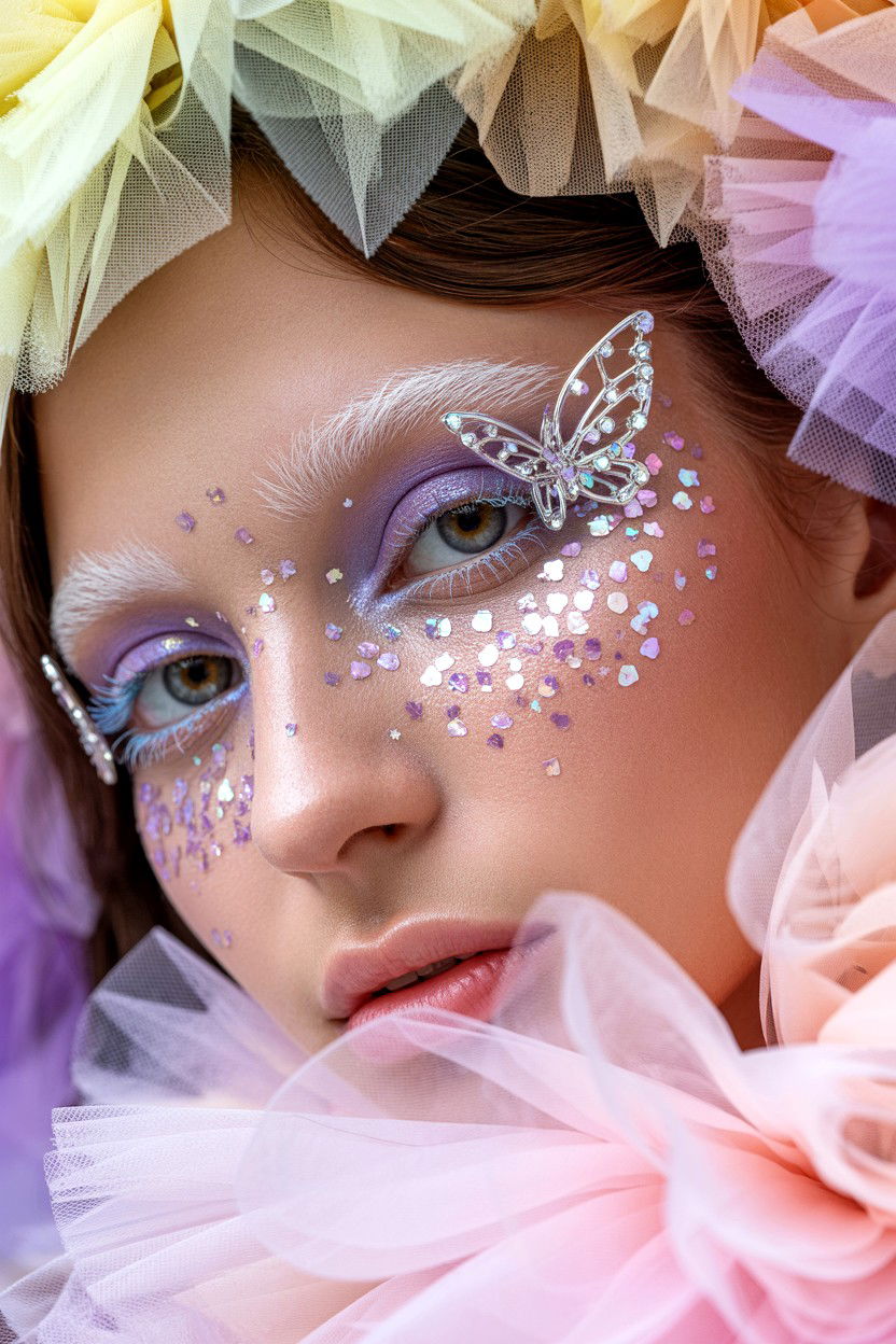 Lavender Pastel Glitter Look - 25 Glitter Valentine's Day Makeup Looks