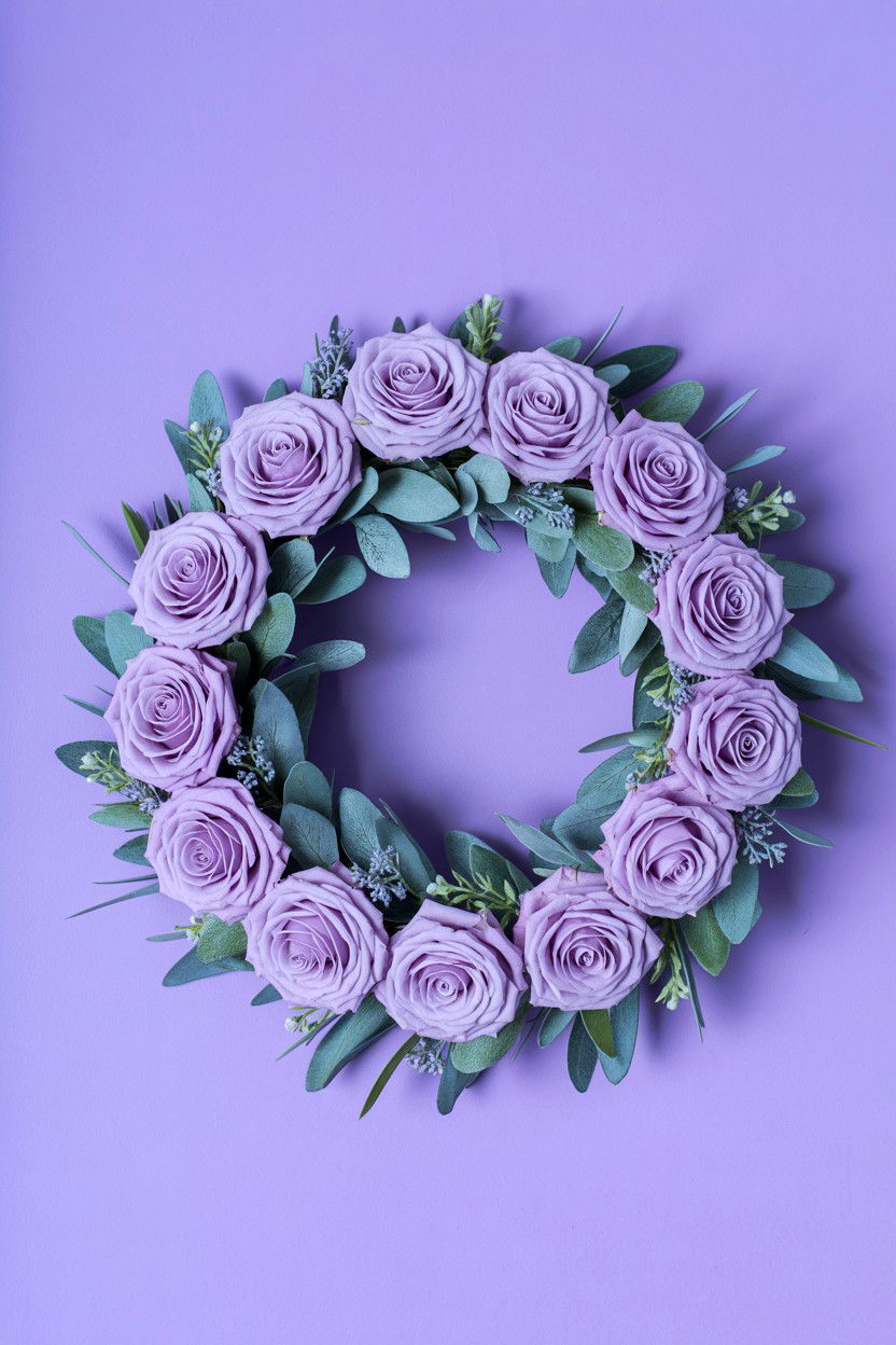 Lavender Rose Wreath - 25 Rose Valentine's Day Wreath Ideas