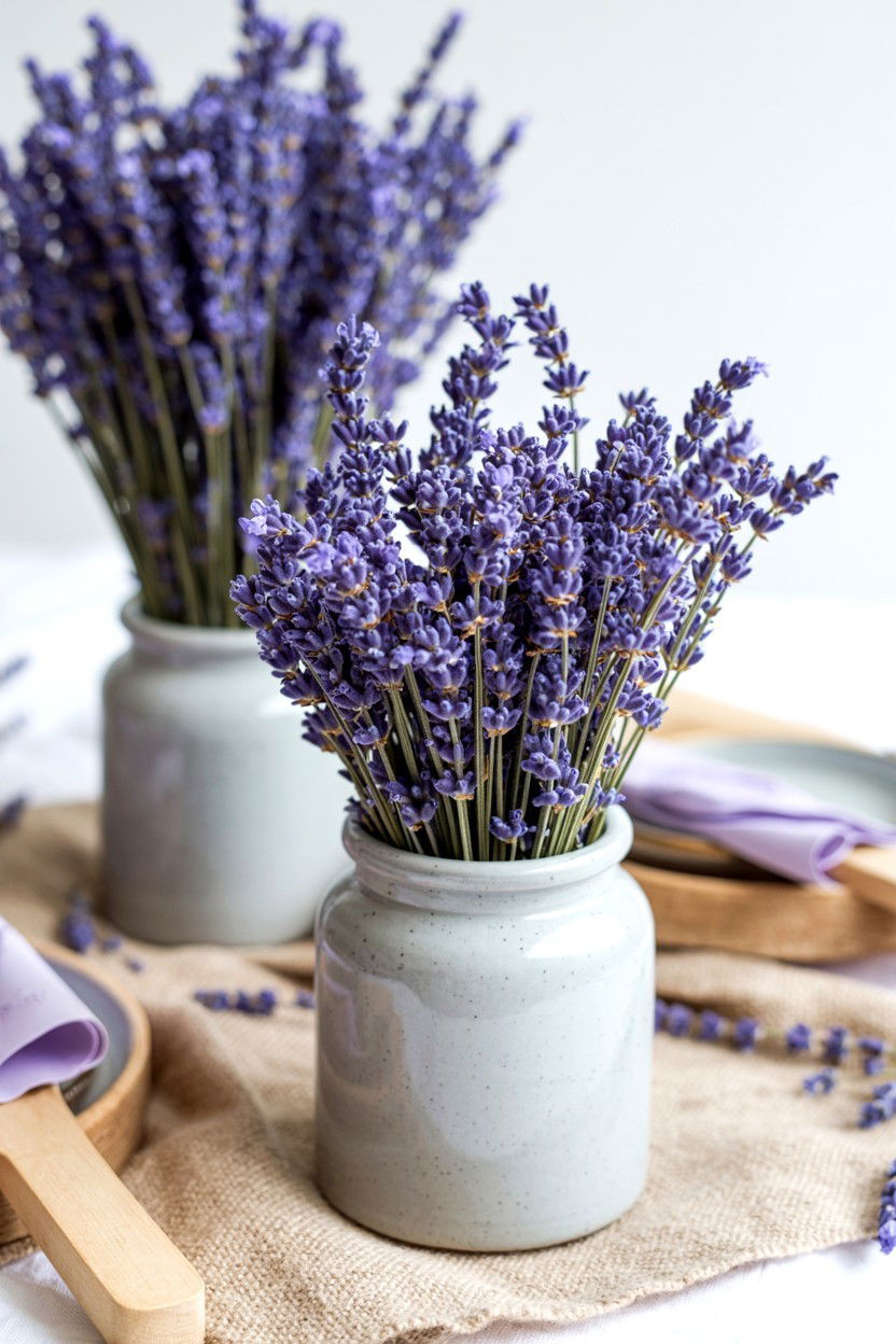 Lavender Sprig Arrangement - 25 Valentine's Day Table Centerpiece Ideas