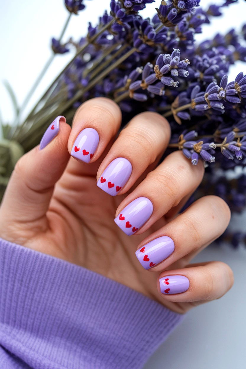 Lavender Valentine Square Nails - 25 Valentine's Day Square Nail Ideas