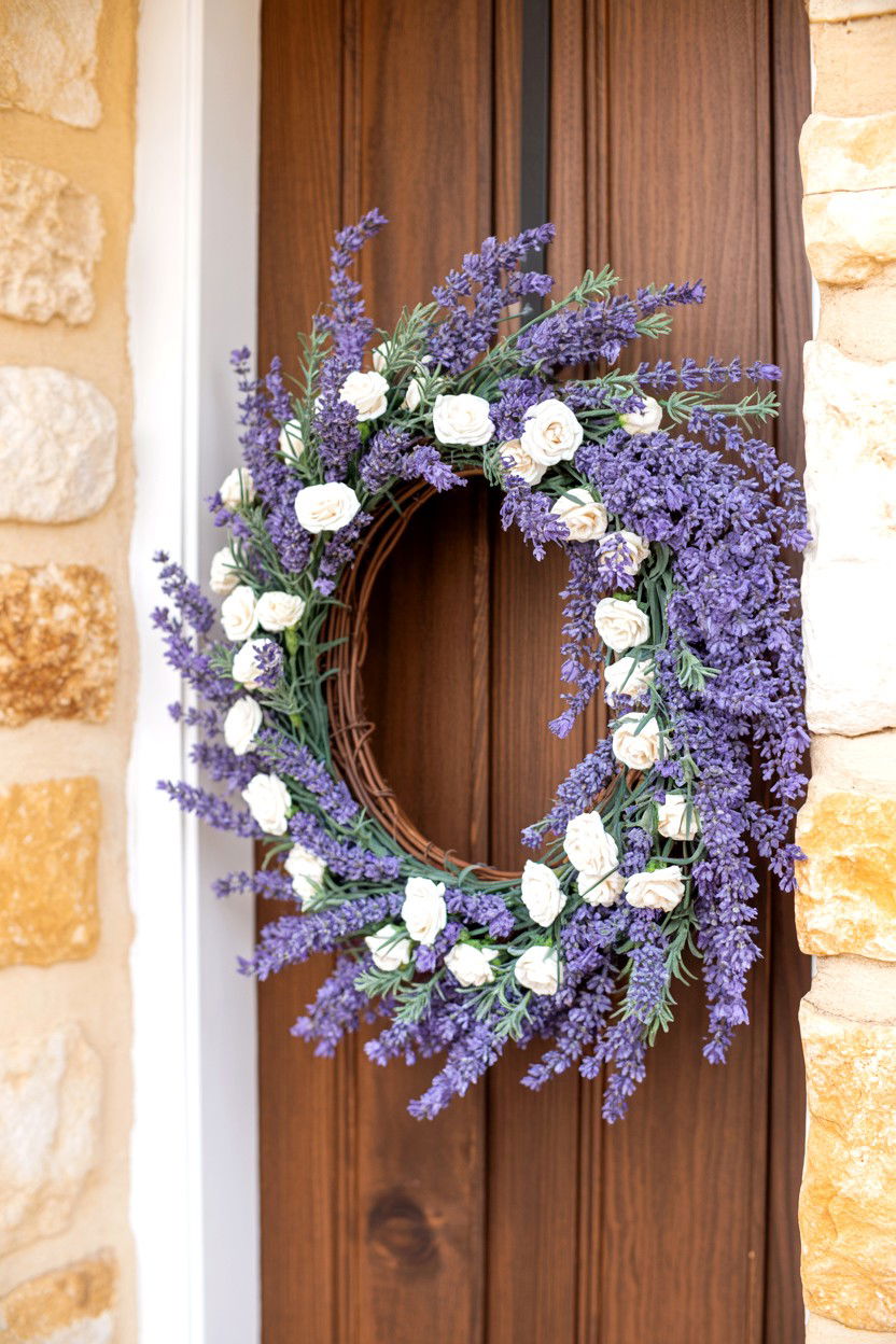 Lavender Valentine wreath - 25 Flower Valentine's Day Wreath Ideas