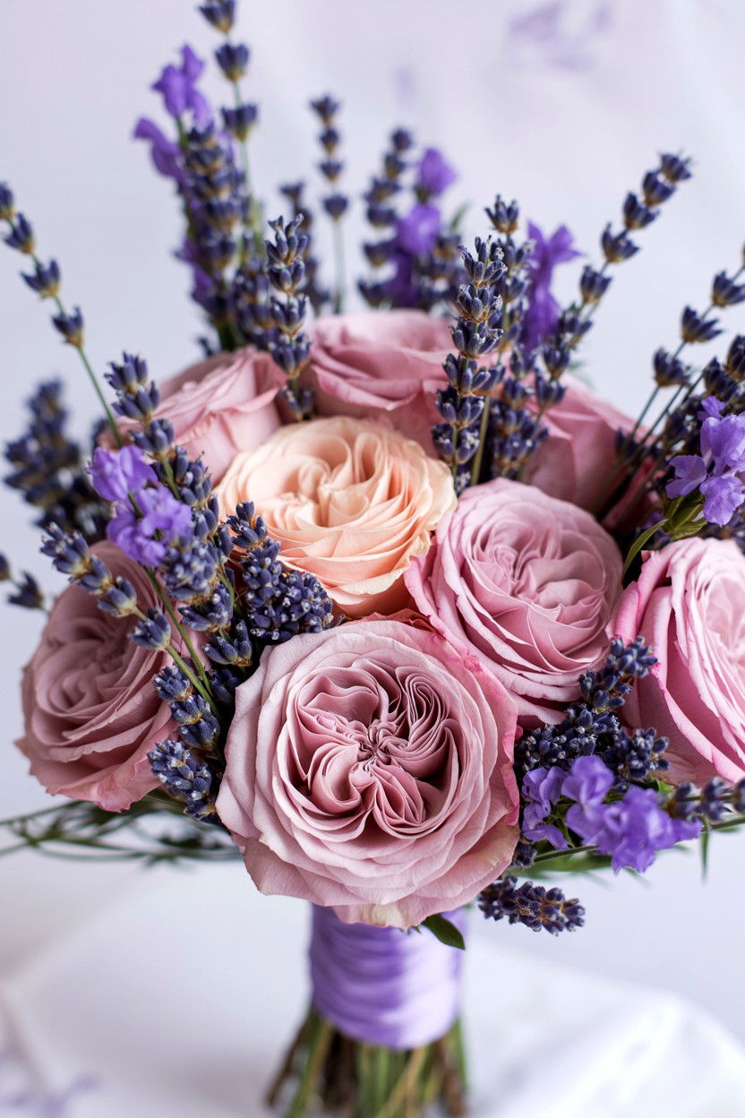 Lavender and pink wedding bouquet - 25 Valentine's Day Wedding Bouquet Ideas
