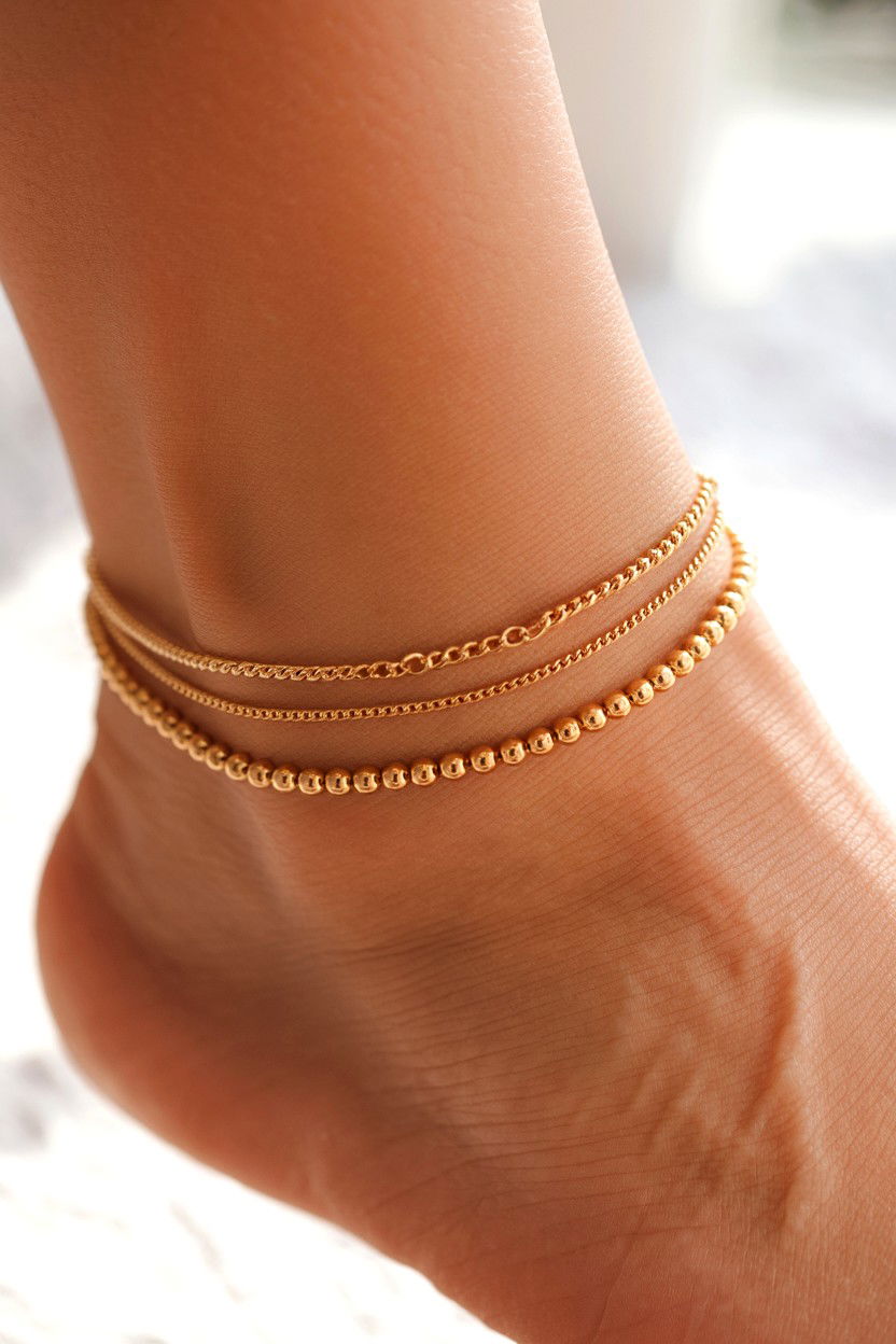 Layered Gold Anklet - 25 Valentine's Day Anklet Ideas