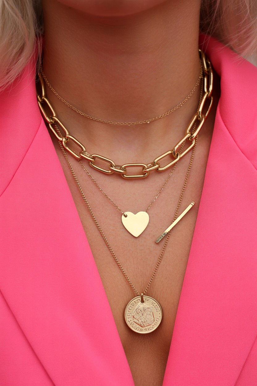 Layered Gold Chains - 25 Valentine's Day Pendant Ideas