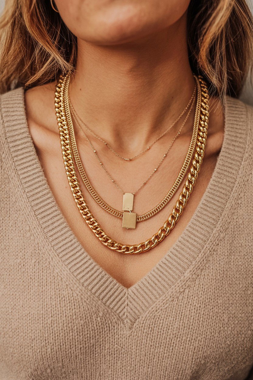 Layered Gold Necklaces - 25 Valentine's Day Jewelry Gift Ideas