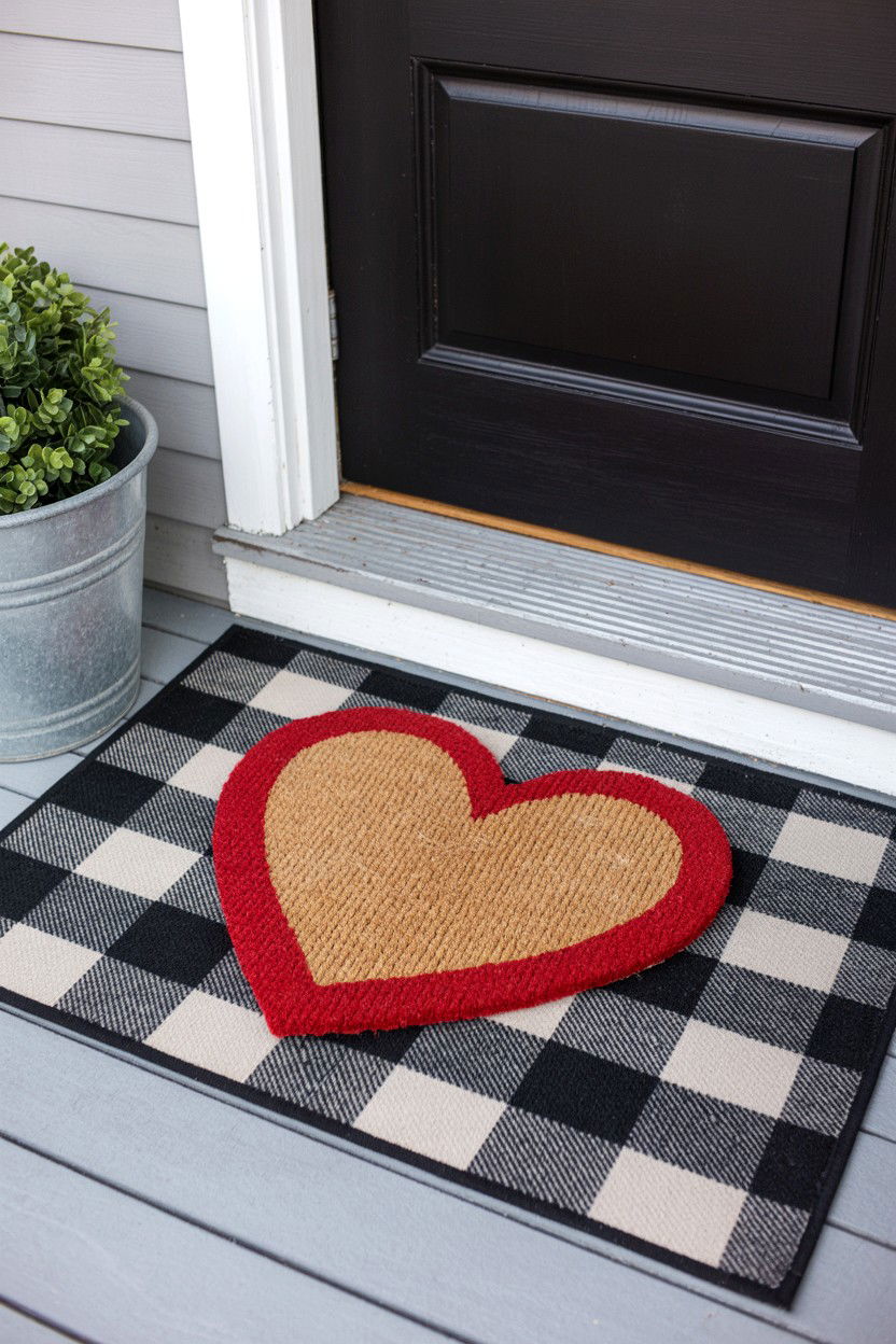 Layered Heart Doormats - 25 Valentine's Day Pathway Decoration Ideas
