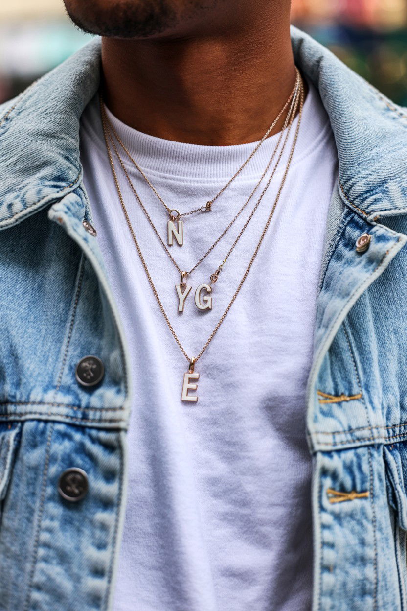 Layered Initial Chains - 25 Valentine's Day Initial Jewelry Ideas