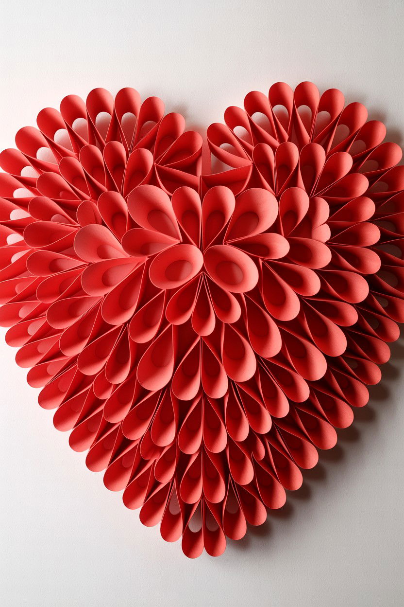 Layered Paper Heart - 25 Valentine's Day Canvas Art Ideas