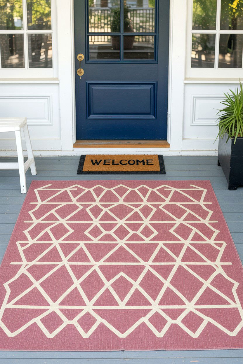 Layered Pink Rug - 25 Valentine's Day Porch Decorating Ideas