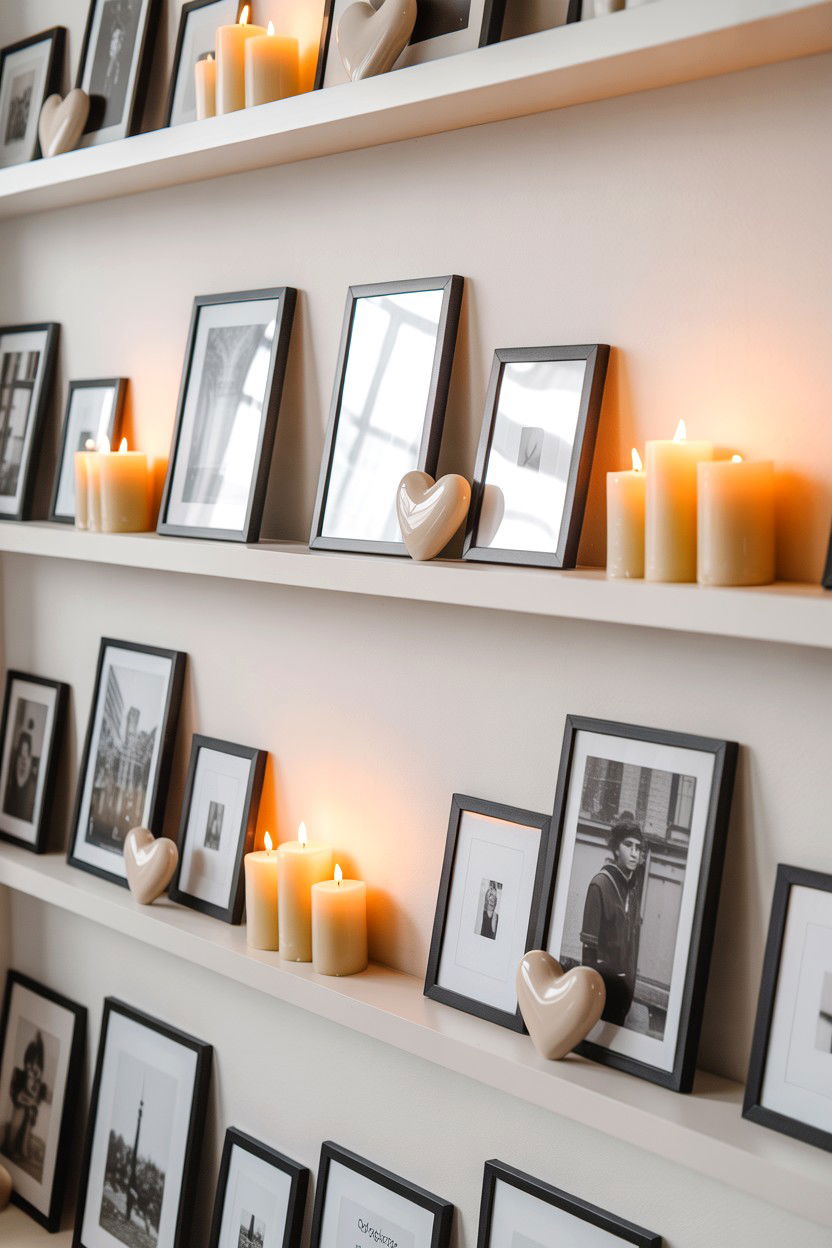 Layered Shelf Gallery - 25 Valentine's Day Gallery Wall Ideas