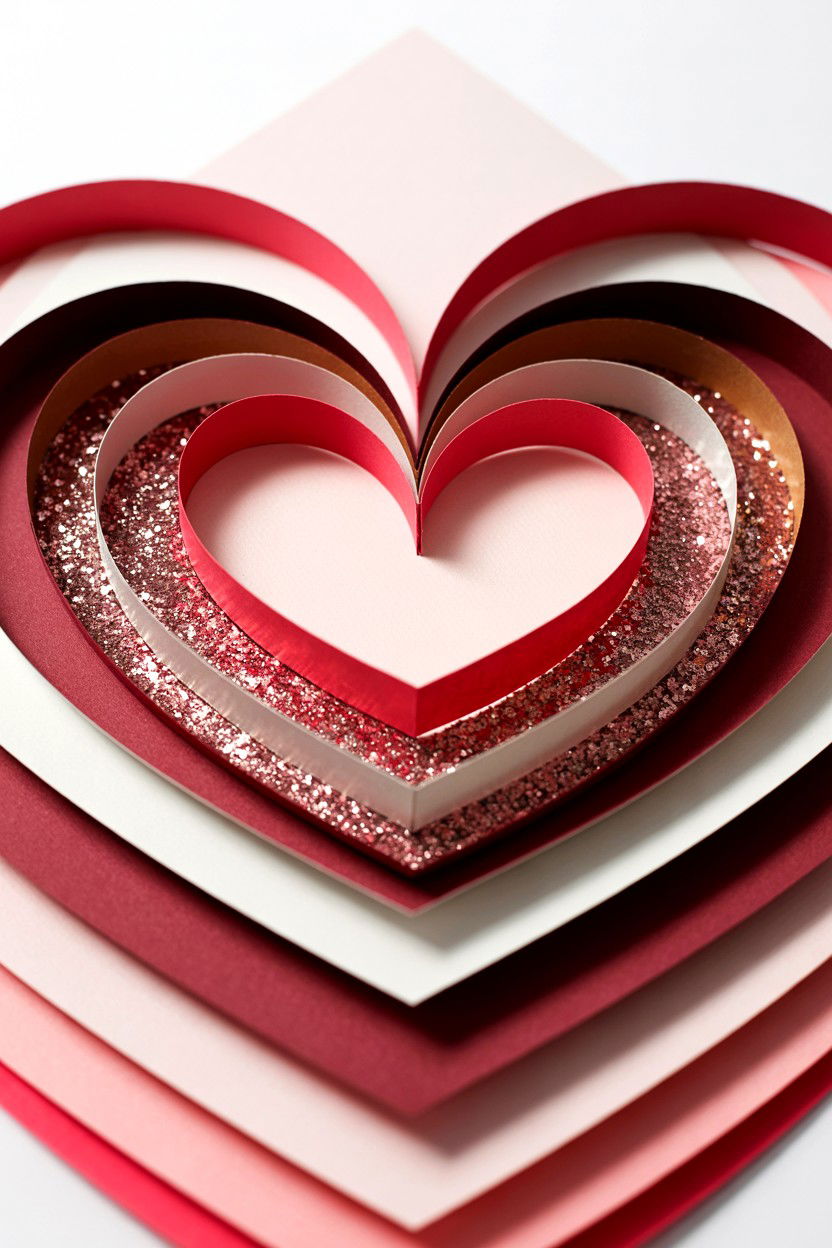 Layered paper cards - 25 Creative Valentine's Day Card Ideas