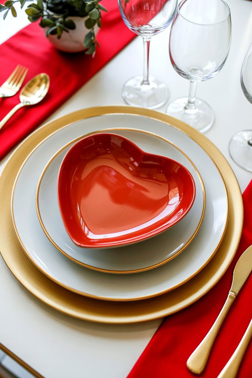 Layered plate table design - 25 Valentine's Day Place Setting Ideas