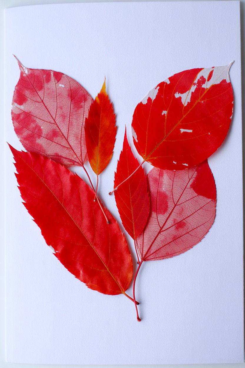 Leaf Print Card - 25 Easy Valentine's Day Card Ideas