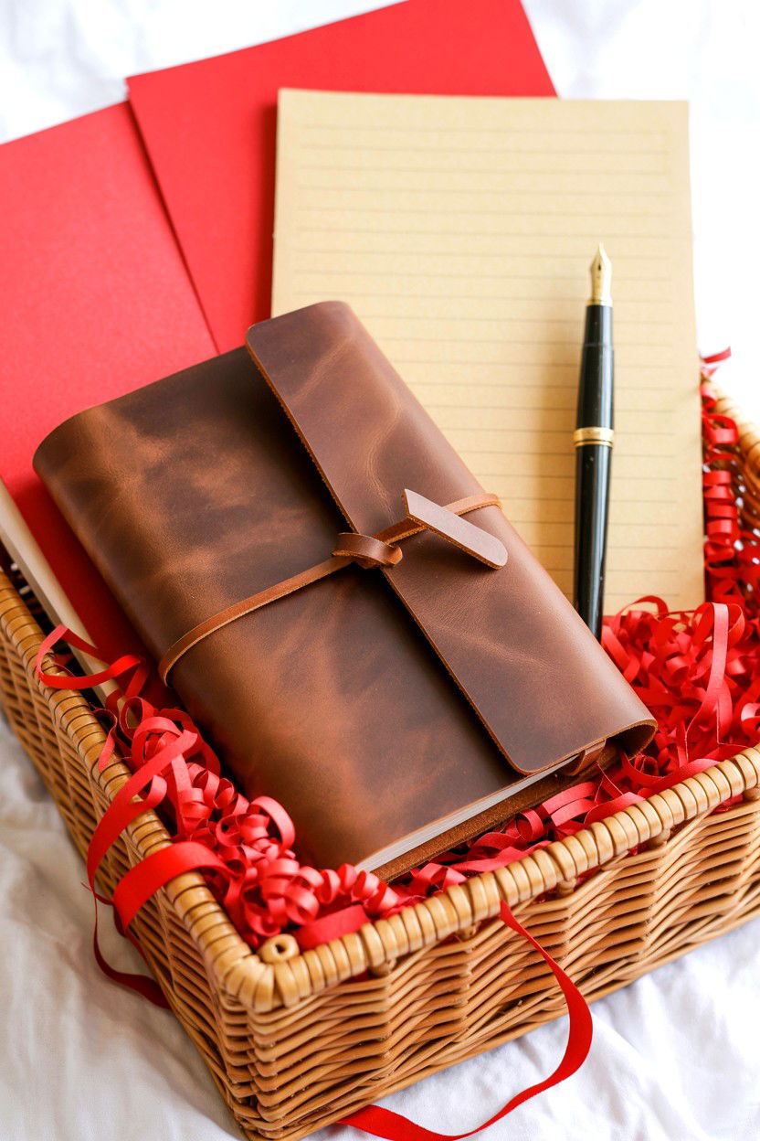 Leather Journal - 25 Valentine's Day Gift Basket Filler Ideas