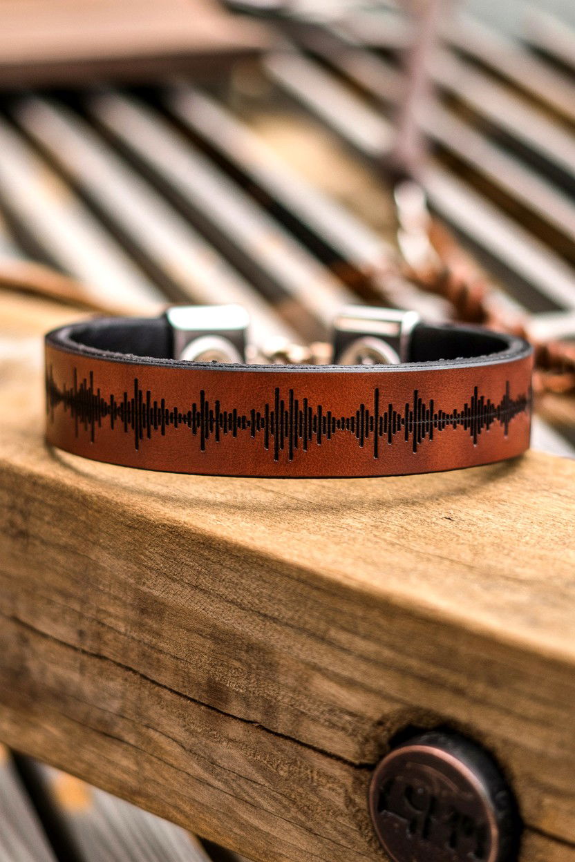 Leather Sound Wave Bracelet - 25 Valentine's Day Sound Wave Art Ideas