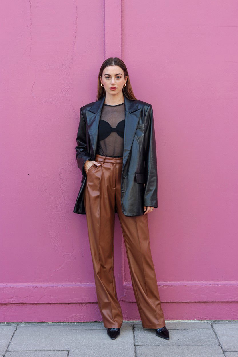 Leather blazer outfit - 25 Valentine's Day Blazer Outfits