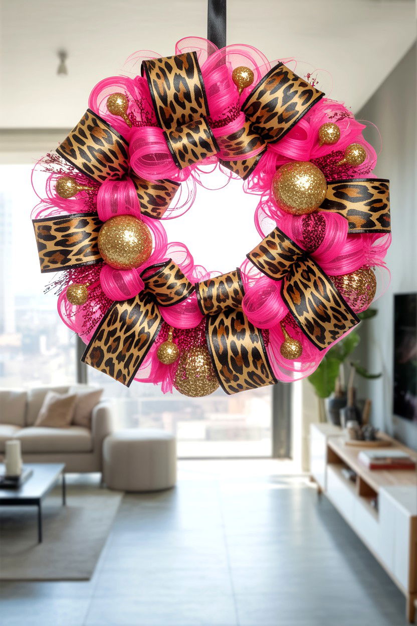 Leopard Print Valentine Wreath - 25 Deco Mesh Valentine's Day Wreath Ideas