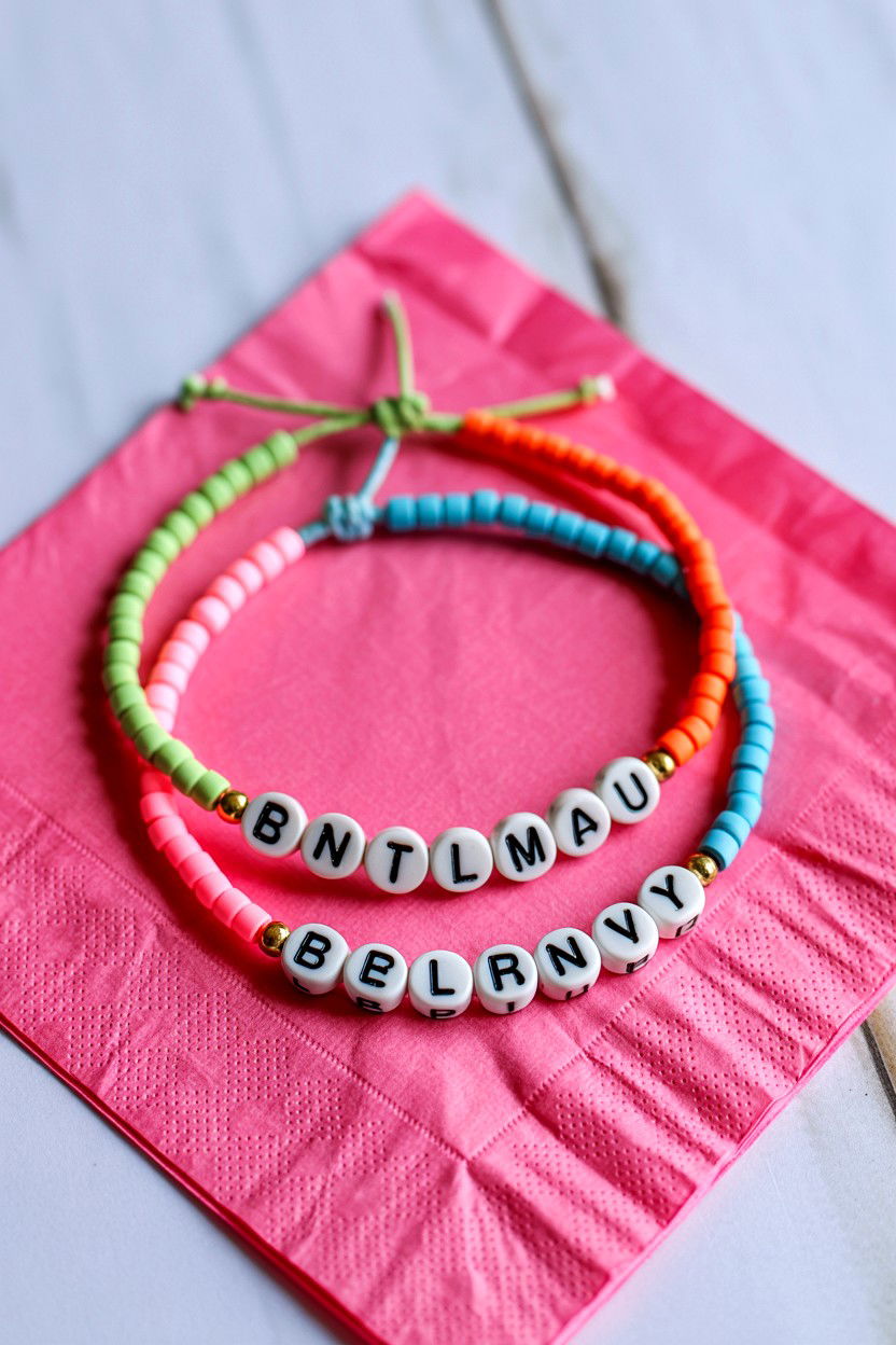 Letter Bead Bracelet - 25 Valentine's Day Place Card Ideas