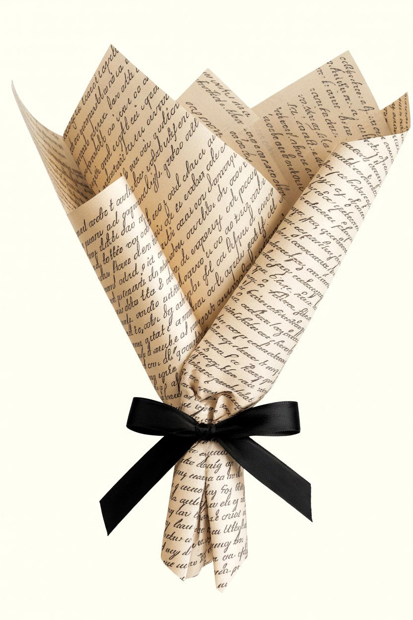 Letter Print Flower Paper - 25 Valentine's Day Flower Wrapping Ideas