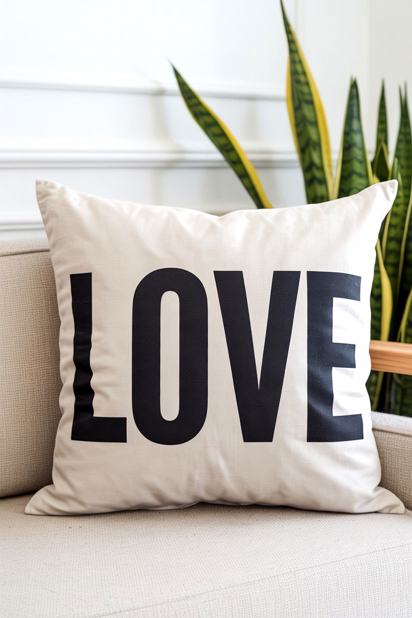 Letter Print Pillow - 25 Valentine's Day Pillow Ideas