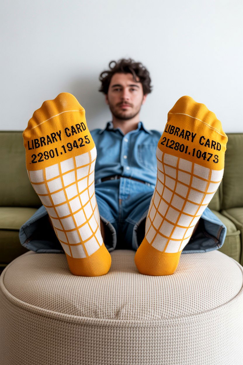 Library Card Socks - 25 Bookworm Valentine's Day Gifts for Him
