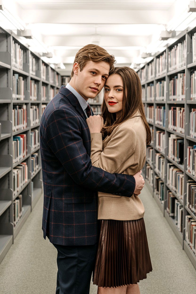 Library Couple Session - 25 Valentine's Day Photoshoot Ideas