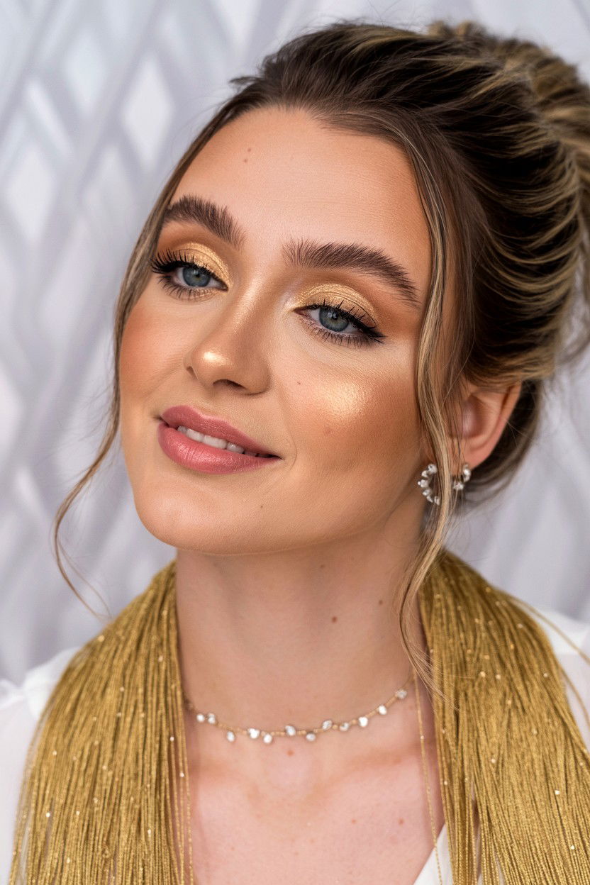 Light Gold Highlighter - 25 Natural Valentine's Day Makeup Looks