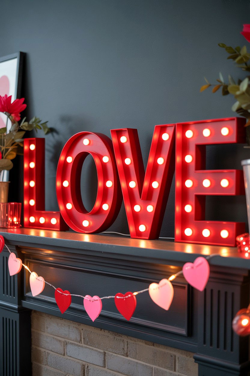 Light Up Valentine Sign - 25 Valentine's Day Sign Ideas