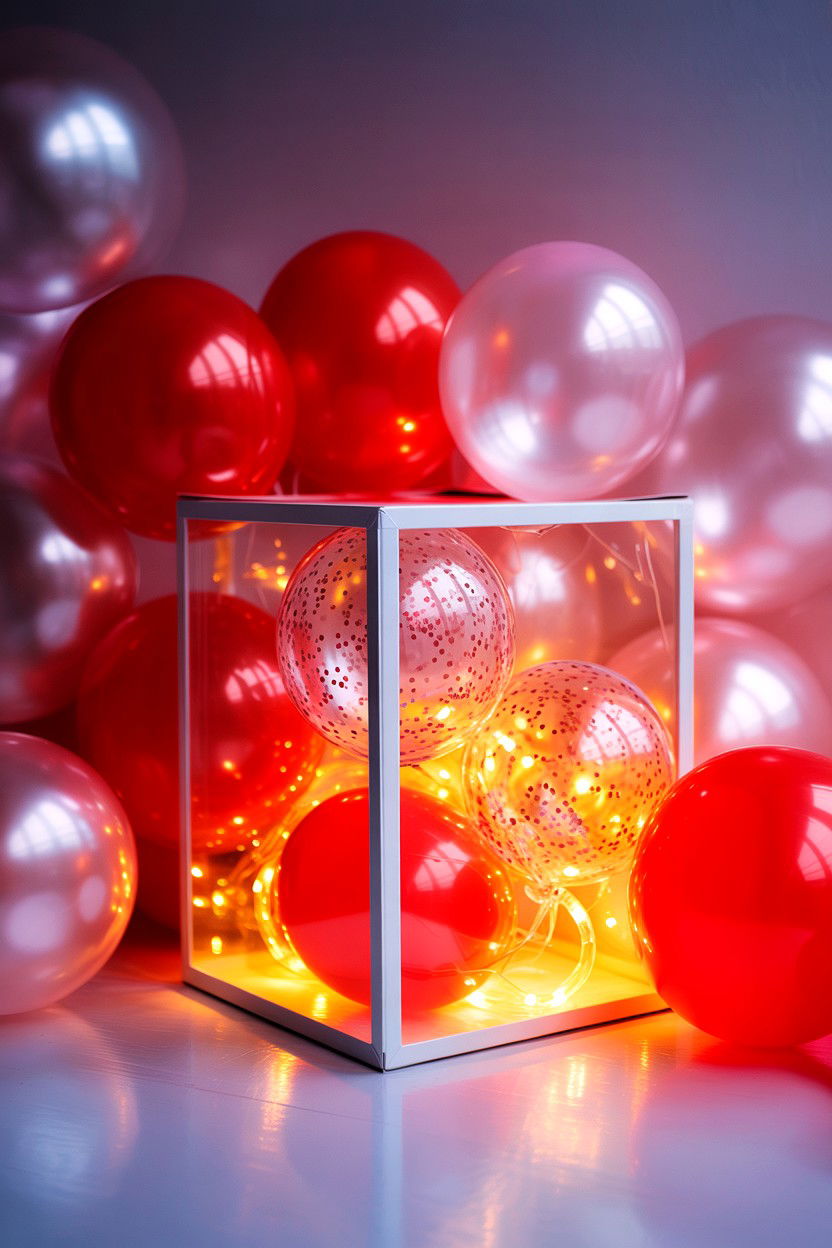 Lighted Balloon Box - 25 Valentine's Day Balloon Box Ideas