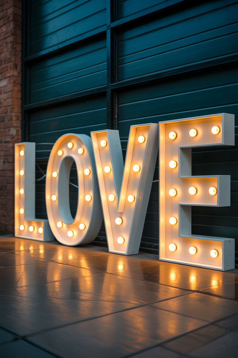 Lighted Marquee Letters - 25 Valentine's Day Love Sign Ideas