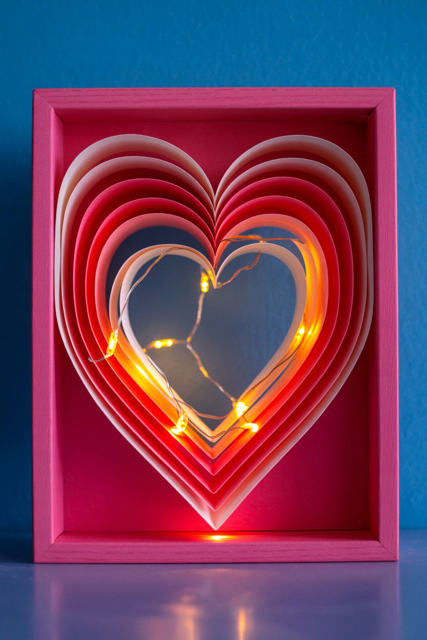 Lighted Shadow Box - 25 Valentine's Day Shadow Box Ideas