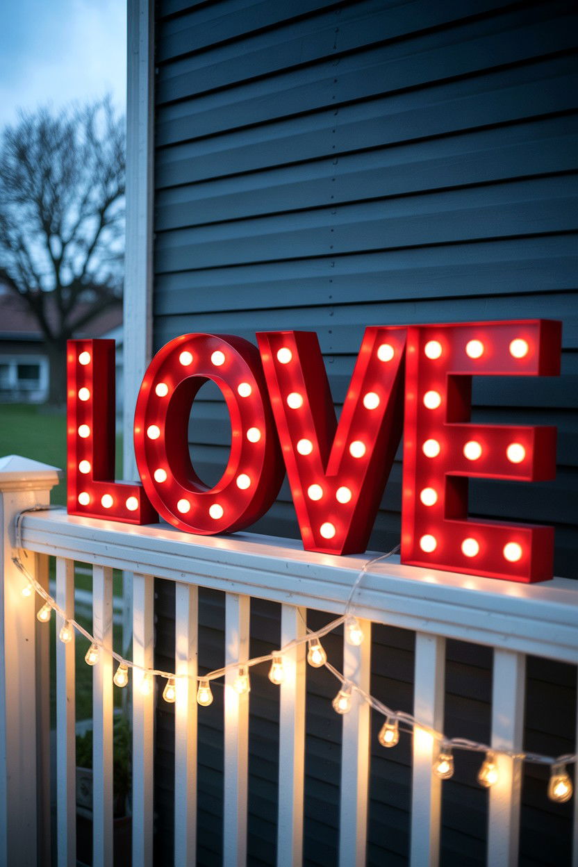 Lighted Valentine sign - 25 Valentine's Day Welcome Sign Ideas