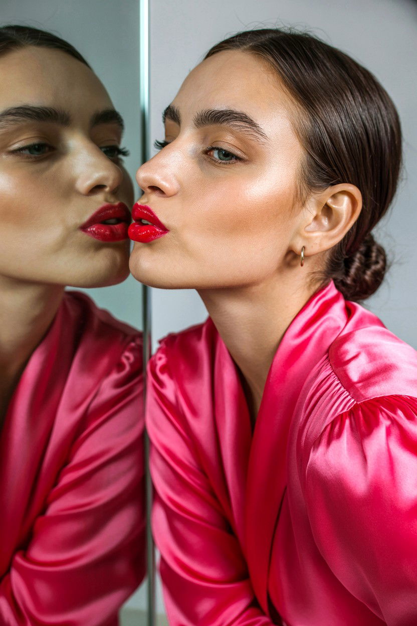 Lipstick Kiss On Mirror - 25 Valentine's Day Mirror Selfie Ideas