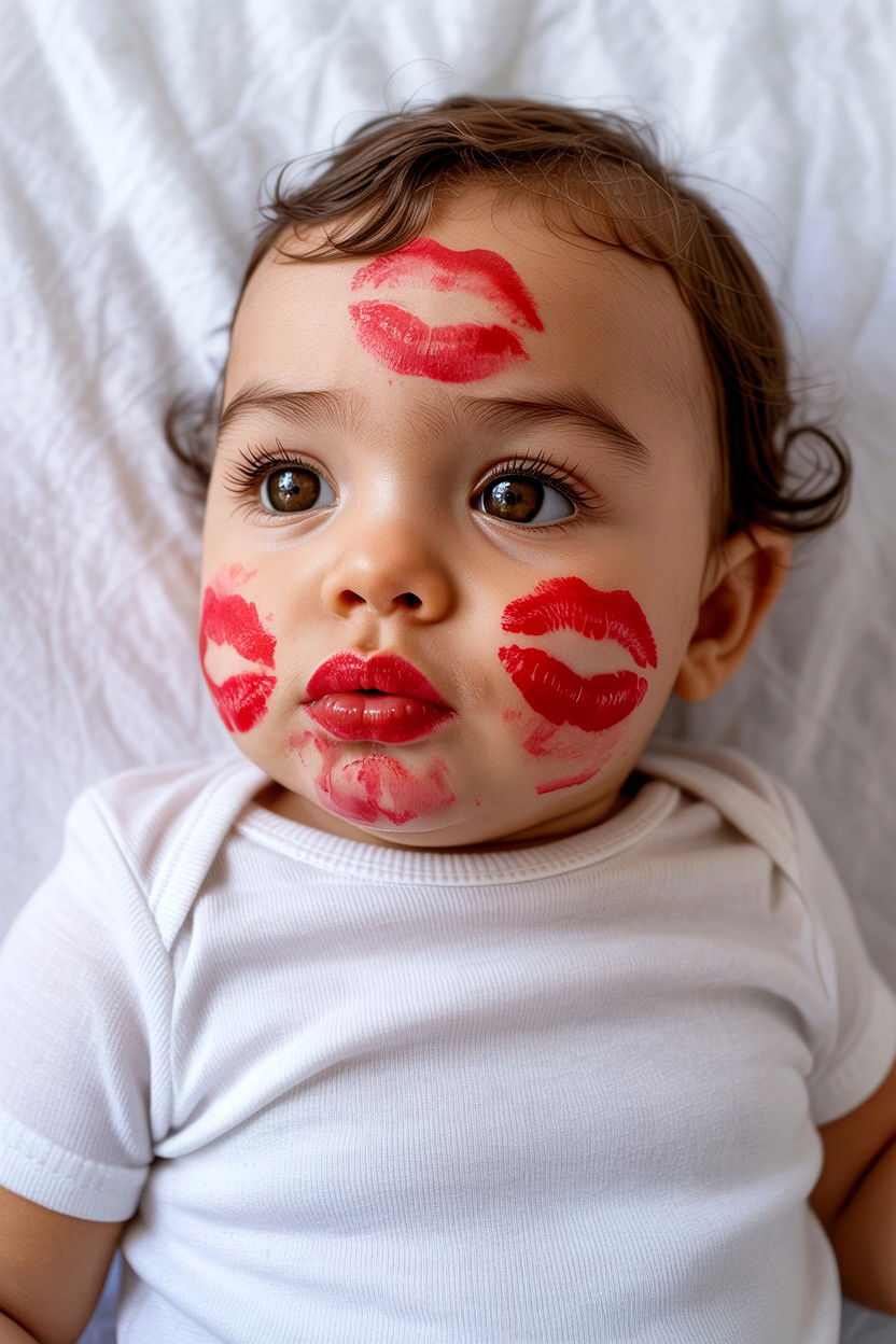 Lipstick Kisses Baby - 25 Valentine's Day Baby Photo Ideas