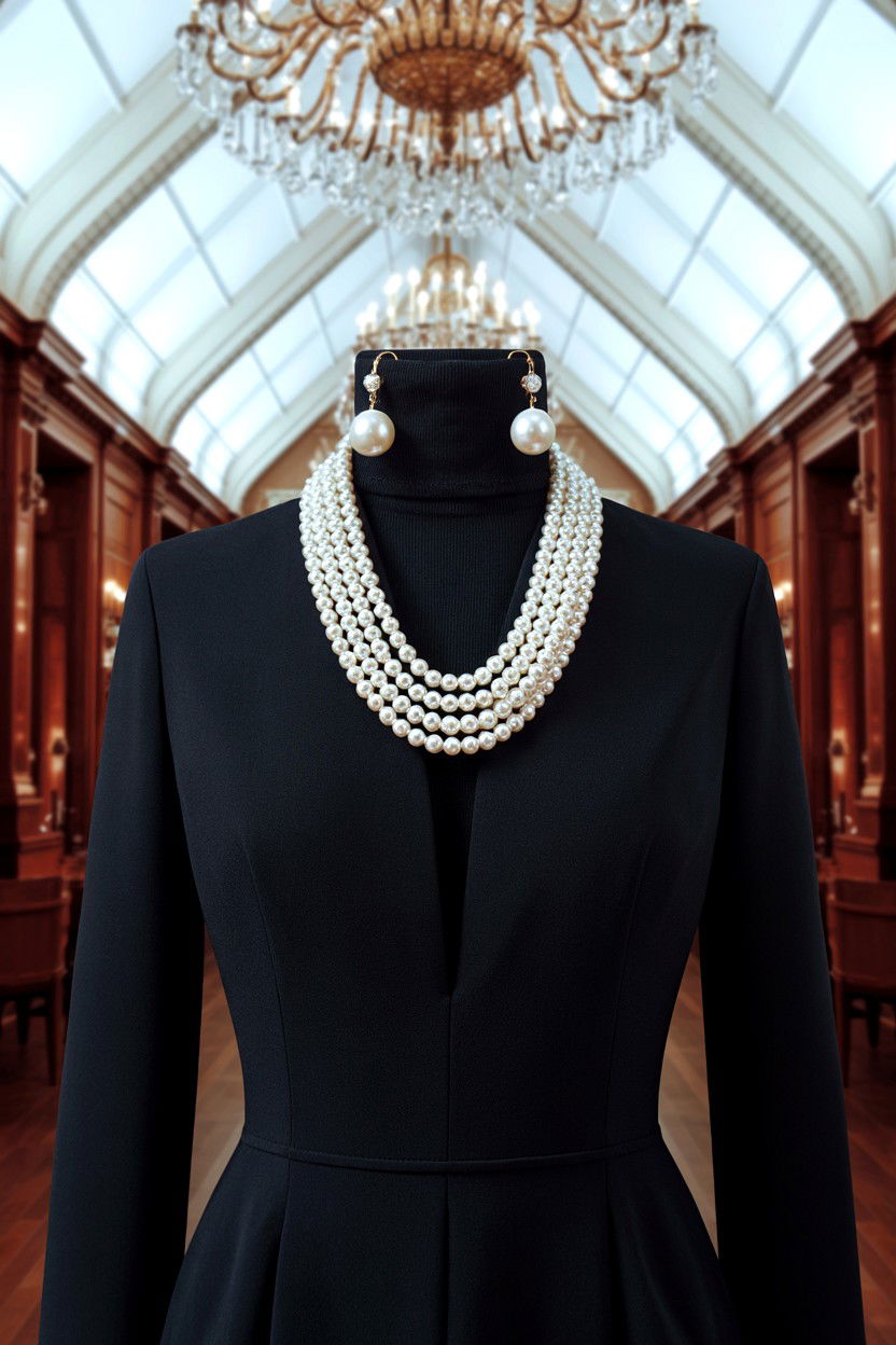 Little black dress with pearls - 25 Classy Valentine's Day Outfits